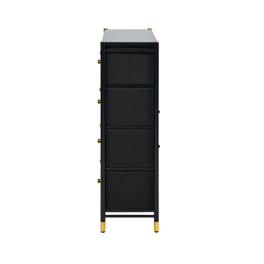 Oikiture 8 Chest of Drawers PU Fabric Black