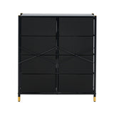 Oikiture 8 Chest of Drawers PU Fabric Black
