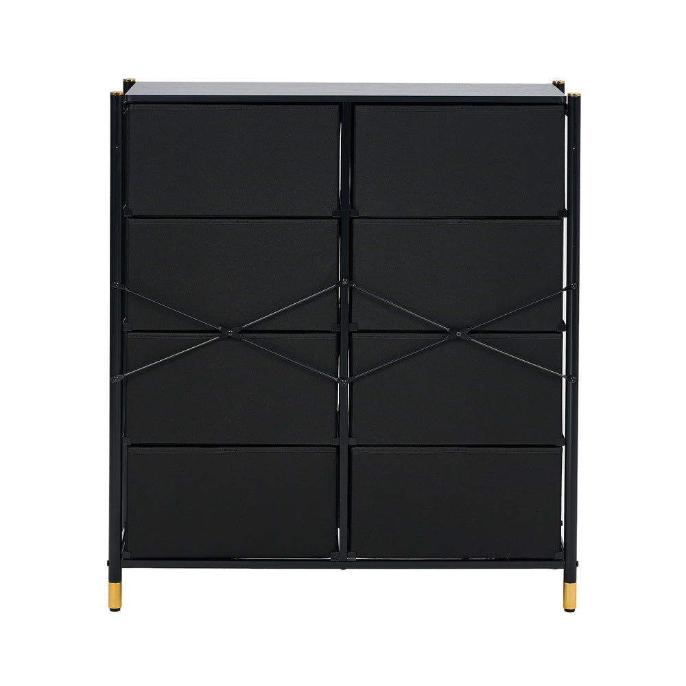 Oikiture 8 Chest of Drawers PU Fabric Black