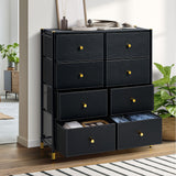 Oikiture 8 Chest of Drawers PU Fabric Black - Side View