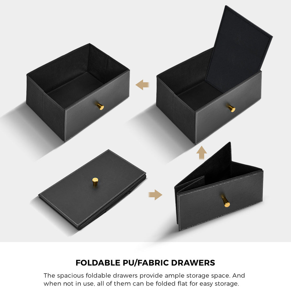 Oikiture 8 Chest of Drawers PU Fabric Black