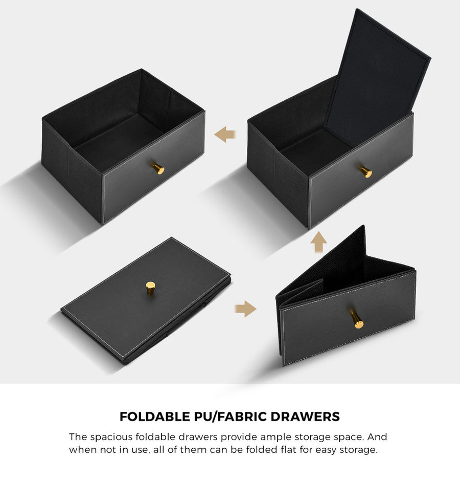 Oikiture 8 Chest of Drawers PU Fabric Black