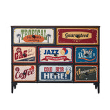 Oikiture 8 Chest of Drawers Fabric Retro Vintage Multi-colour - Side View