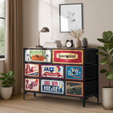 Oikiture 8 Chest of Drawers Fabric Retro Vintage Multi-colour