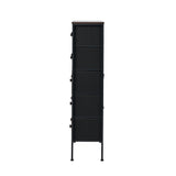 Oikiture 5 Chest of Drawers Rattan Fabric Dresser Tallboy - Front View