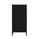 Oikiture 5 Chest of Drawers Rattan Fabric Dresser Tallboy