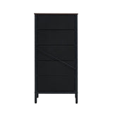 Oikiture 5 Chest of Drawers Rattan Fabric Dresser Tallboy - Low Angle