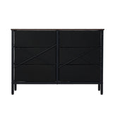 Oikiture 6 Chest of Drawers Rattan Fabric Dresser Tallboy - Side View