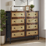 Oikiture 8 Chest of Drawers Rattan Fabric Dresser Tallboy - Extra Image
