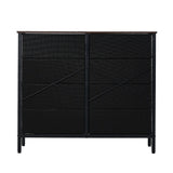 Oikiture 8 Chest of Drawers Rattan Fabric Dresser Tallboy - Front View