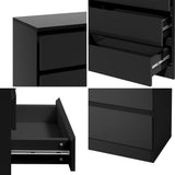 Oikiture 3 Chest of Drawers Lowboy Dresser Table Black - Close-Up Angle
