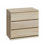 Oikiture 3 Chest of Drawers Lowboy Dresser Table Natural