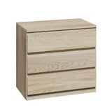 Oikiture 3 Chest of Drawers Lowboy Dresser Table Natural