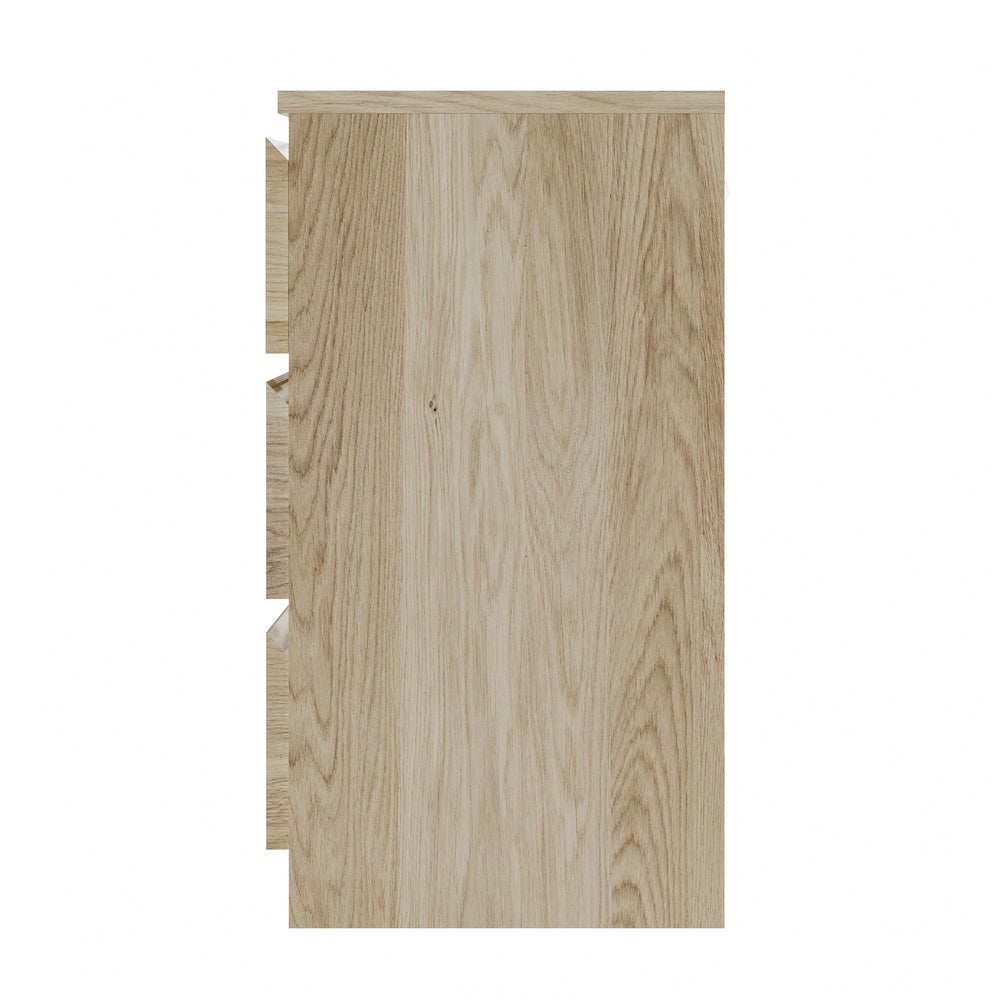 Oikiture 3 Chest of Drawers Lowboy Dresser Table Natural