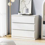Oikiture 3 Chest of Drawers Lowboy Handle-Free White