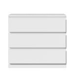 Oikiture 3 Chest of Drawers Lowboy Handle-Free White
