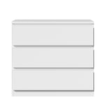 Oikiture 3 Chest of Drawers Lowboy Handle-Free White - Extra Image