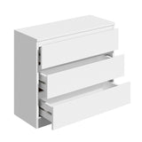 Oikiture 3 Chest of Drawers Lowboy Handle-Free White