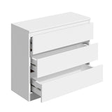 Oikiture 3 Chest of Drawers Lowboy Handle-Free White - Top-Down View