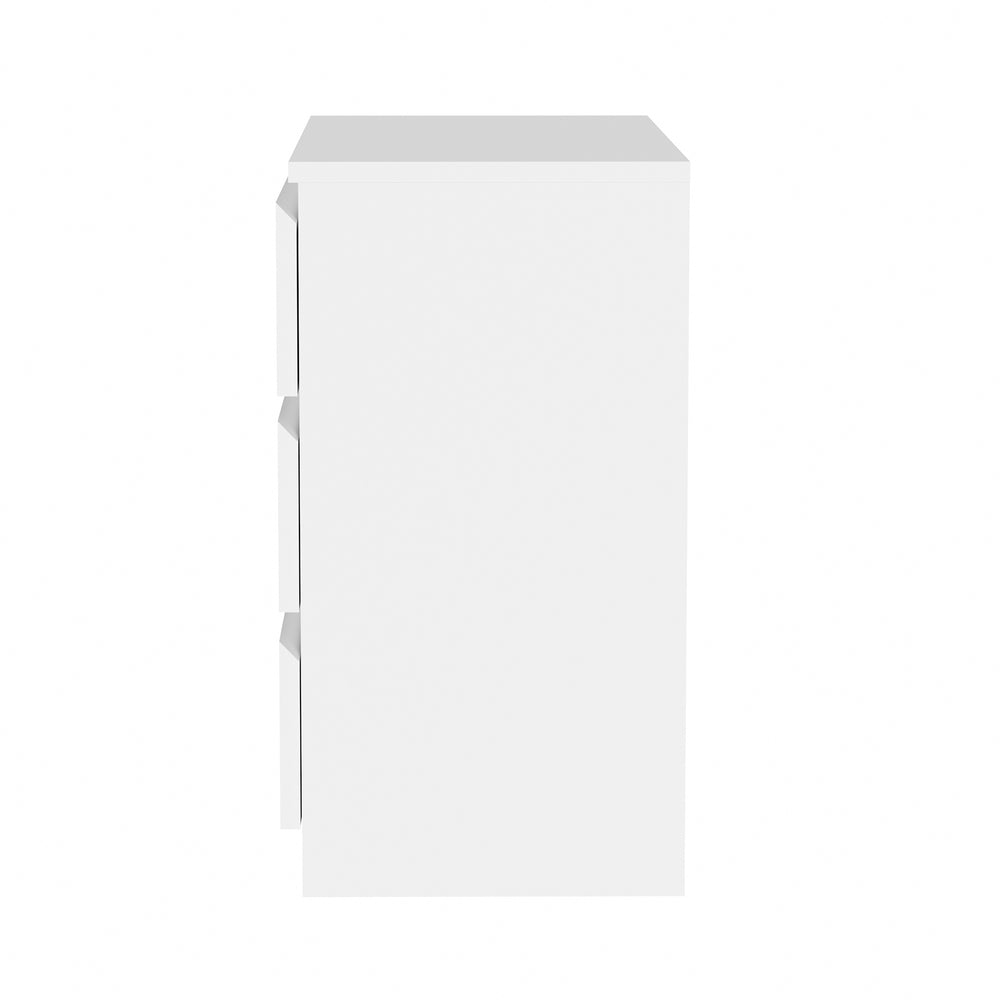 Oikiture 3 Chest of Drawers Lowboy Handle-Free White