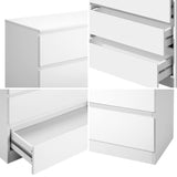 Oikiture 3 Chest of Drawers Lowboy Handle-Free White - Low Angle