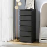Oikiture 6 Chest of Drawers Tallboy Dresser Table Black - Side View
