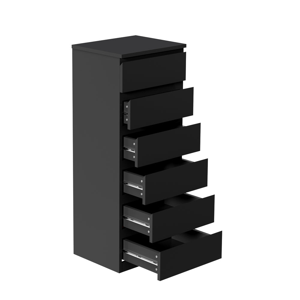 Oikiture 6 Chest of Drawers Tallboy Dresser Table Black