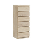 Oikiture 6 Chest of Drawers Tallboy Dresser Table Natural