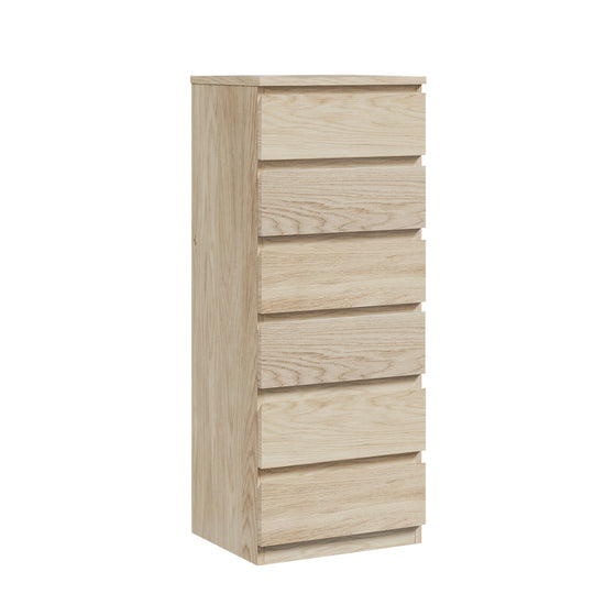Oikiture 6 Chest of Drawers Tallboy Dresser Table Natural