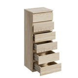 Oikiture 6 Chest of Drawers Tallboy Dresser Table Natural - Rear View