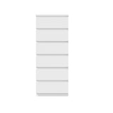 Oikiture 6 Chest of Drawers Lowboy Handle-Free White - Top-Down View
