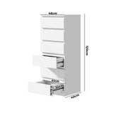Oikiture 6 Chest of Drawers Lowboy Handle-Free White