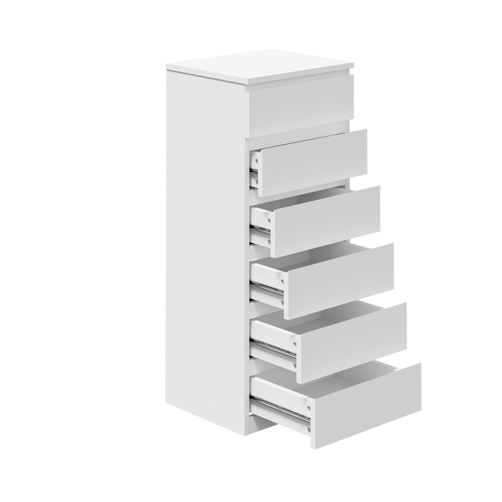Oikiture 6 Chest of Drawers Lowboy Handle-Free White