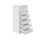 Oikiture 6 Chest of Drawers Lowboy Handle-Free White - Low Angle