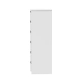 Oikiture 6 Chest of Drawers Lowboy Handle-Free White - 45-Degree Angle