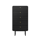 Oikiture 5 Chest of Drawers Dresser Tallboy Metal Handle Black - Rear View