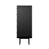 Oikiture 5 Chest of Drawers Dresser Tallboy Metal Handle Black - Extra Image