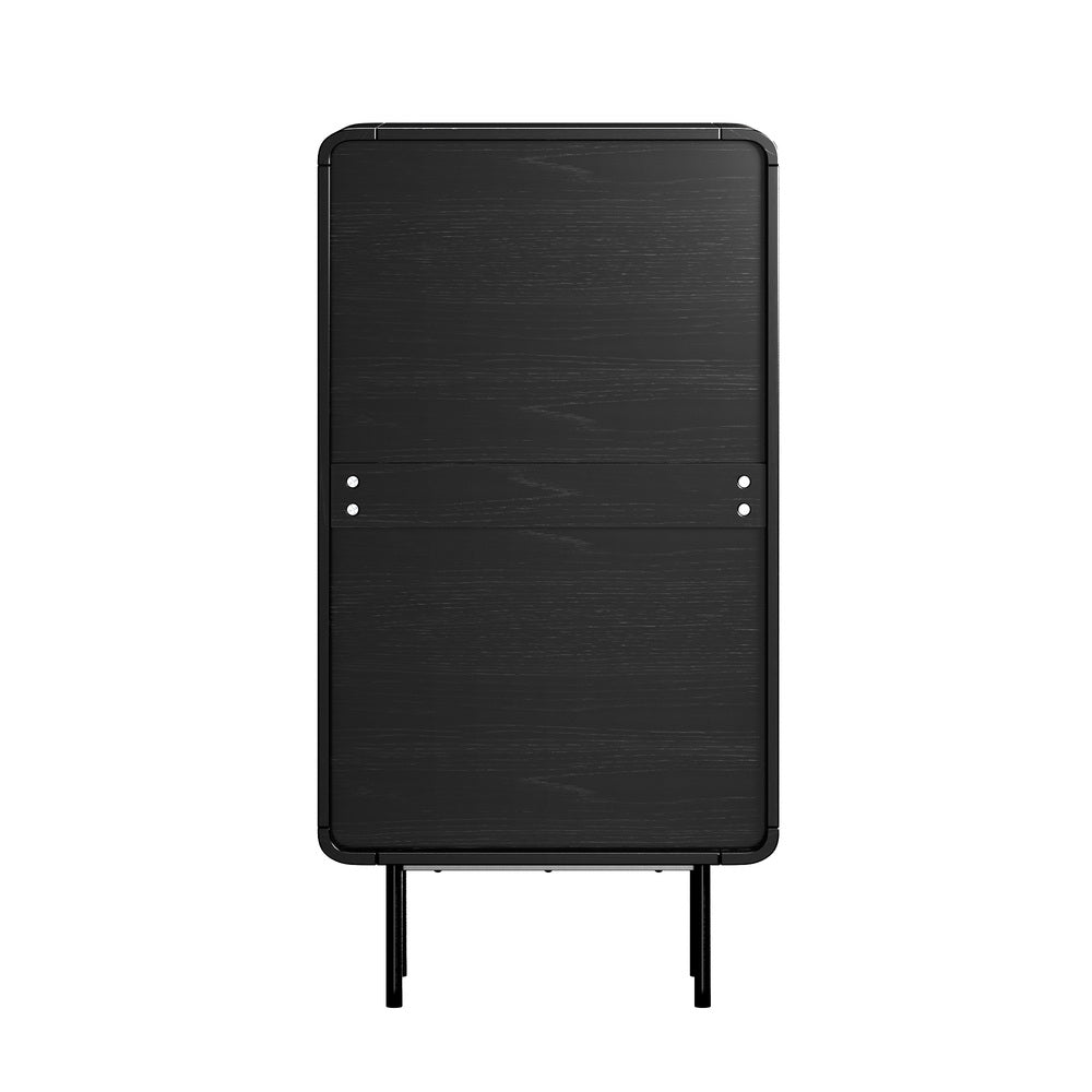 Oikiture 5 Chest of Drawers Dresser Tallboy Metal Handle Black