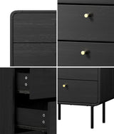 Oikiture 5 Chest of Drawers Dresser Tallboy Metal Handle Black - Close-Up Angle