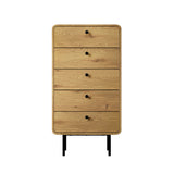 Oikiture 5 Chest of Drawers Dresser Tallboy Wooden Handle Natural - Extra Image