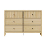 Oikiture 6 Chest of Drawers Dresser Tallboy Storage Cabinet Natural