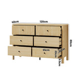 Oikiture 6 Chest of Drawers Dresser Tallboy Storage Cabinet Natural