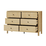 Oikiture 6 Chest of Drawers Dresser Tallboy Storage Cabinet Natural - Side View