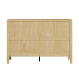 Oikiture 6 Chest of Drawers Dresser Tallboy Storage Cabinet Natural - Close-Up Angle