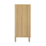 Oikiture 4 Chest of Drawers Rattan Dresser Natural - Side View