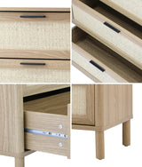 Oikiture 4 Chest of Drawers Rattan Dresser Natural - Front View
