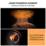 EUROCHEF 6.5L Air Fryer, Electric Digital Airfryer with Glass Container, Black - 45-Degree Angle