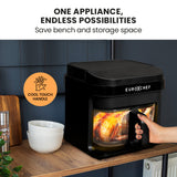 EUROCHEF 6.5L Air Fryer, Electric Digital Airfryer with Glass Container, Black - Low Angle