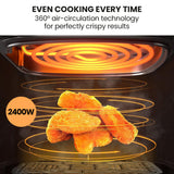 EuroChef 9L Dual Zone Air Fryer, Electric Digital Airfryer Twin Drawers, Black/Silver - Front View