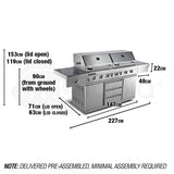 EuroGrille 9 Burner BBQ Grill Outdoor Barbeque Gas Stainless Steel Kitchen - Rear View